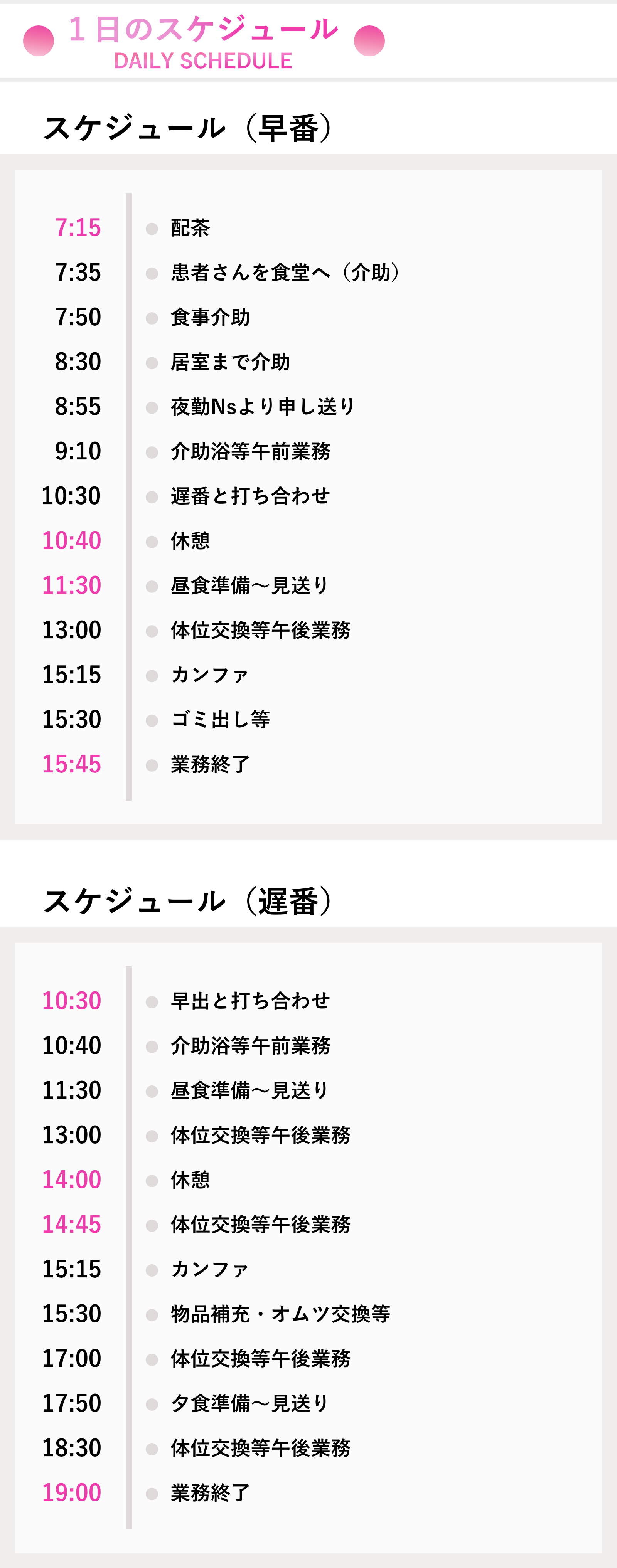 1日のスケジュール