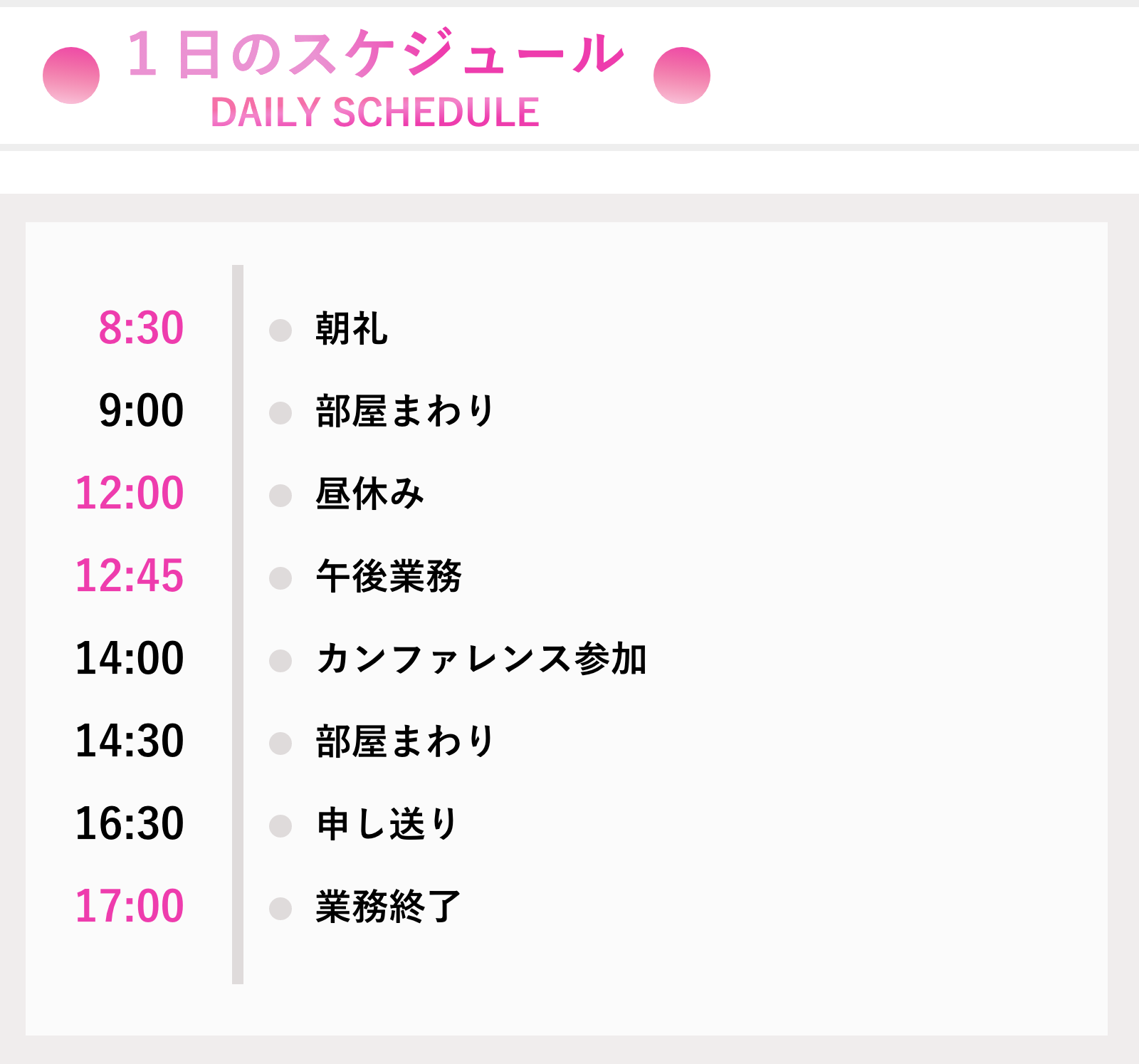 1日のスケジュール